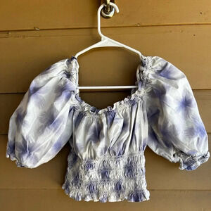Purple Floral Puff Sleeve Crop Top - Levi’s - Size M